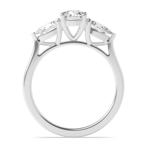 4 Prong Round/Pear High Set Three Stone Engagement Ring