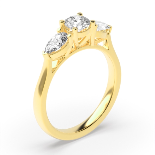 Prong Setting Round &Amp; Pear Trilogy Diamond Engagement Ring