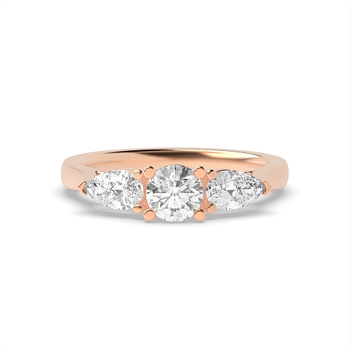 Round/Pear Rose Gold High set Trilogy Engagement Rings