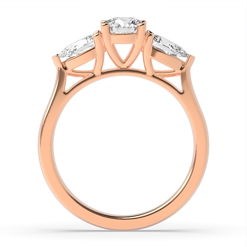 Round/Pear Rose Gold High set Trilogy Engagement Rings