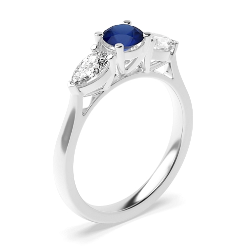 Round/Pear High set Blue Sapphire Engagement Rings