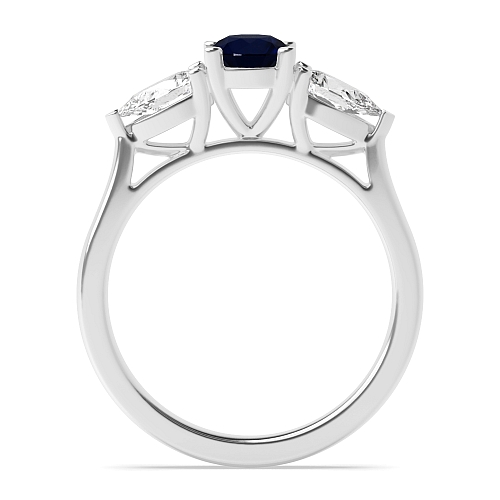 Round/Pear High set Blue Sapphire Engagement Rings