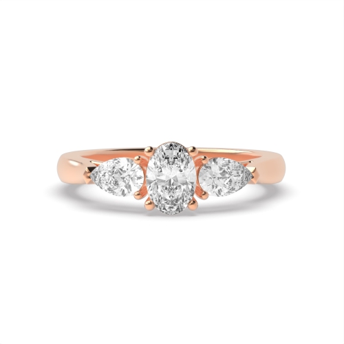4 Prong Oval/Pear Rose Gold With gallery Engagement Rings