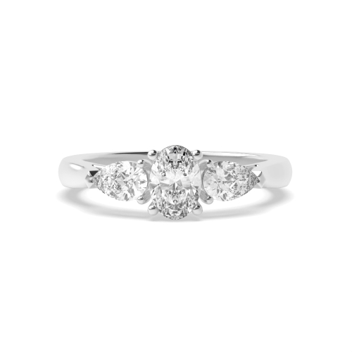 4 Prong Oval/Pear With gallery Trilogy Engagement Rings