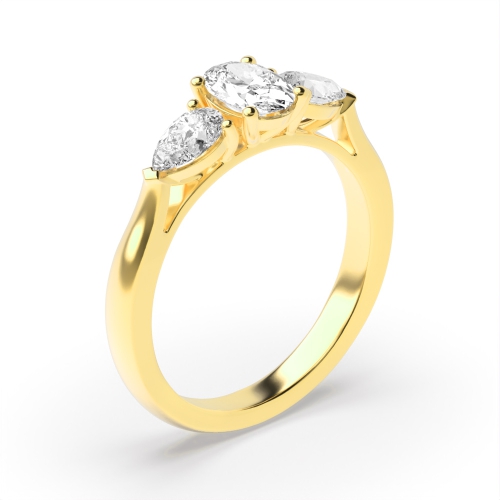 4 Prong Oval/Pear Yellow Gold With gallery Engagement Rings