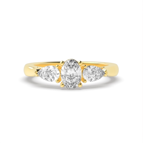 4 Prong Oval/Pear Yellow Gold With gallery Engagement Rings