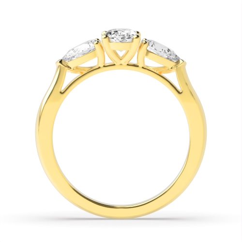 4 Prong Oval/Pear Yellow Gold With gallery Engagement Rings