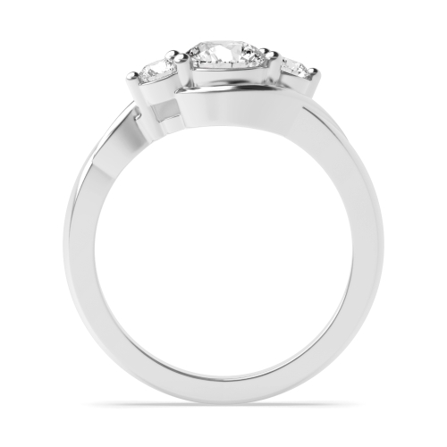4 Prong Round White Gold Three Stone Engagement Ring