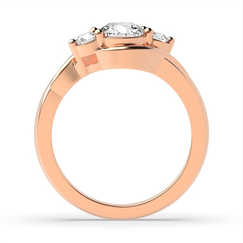 Round Rose Gold Twisted shoulder Trilogy Engagement Rings