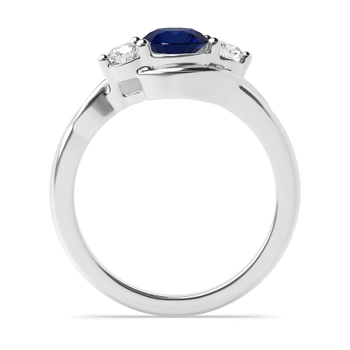 Round Twisted shoulder Blue Sapphire Engagement Rings
