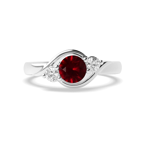 Round Twisted shoulder Garnet Engagement Rings
