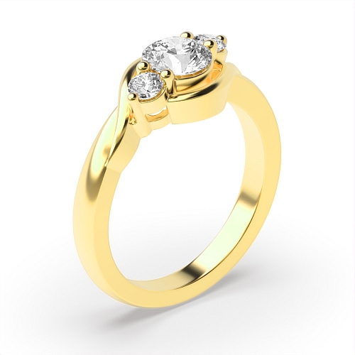 Round Yellow Gold Twisted shoulder Engagement Rings