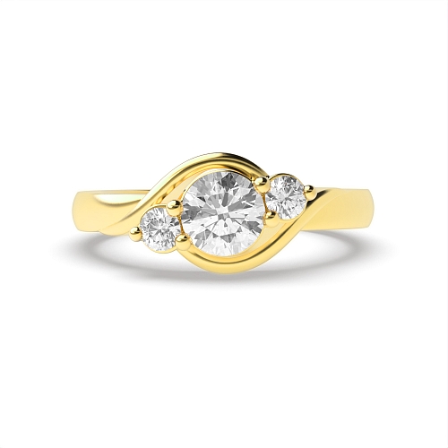Round Yellow Gold Twisted shoulder Engagement Rings