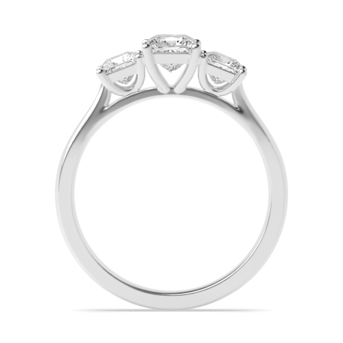 4 Prong Princess Graduated Raised Set Three Stone Engagement Ring