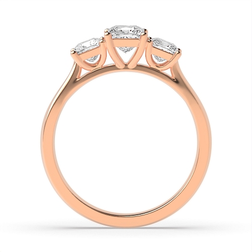 Princess Rose Gold Graduated raised set Trilogy Engagement Rings