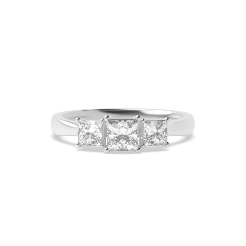 4 Prong Princess Graduated Raised Set Three Stone Diamond Ring