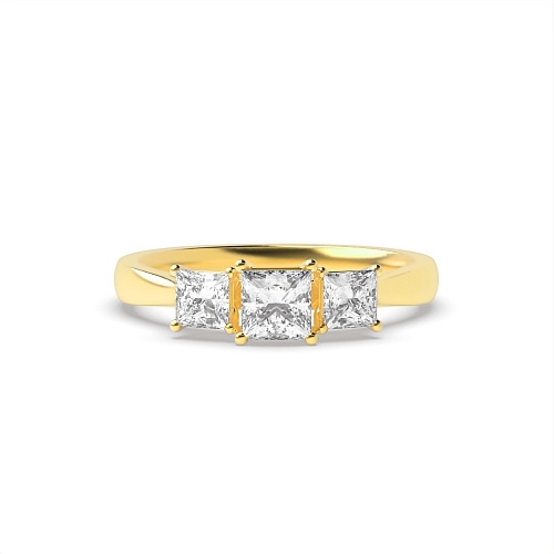 Princess Yellow Gold Graduated raised set Engagement Rings