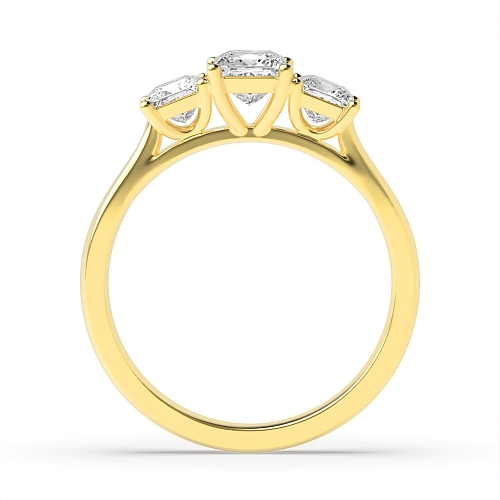 Princess Yellow Gold Graduated raised set Engagement Rings