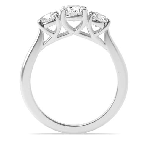 4 Prong Oval/Round Cross Over Claws Three Stone Diamond Ring