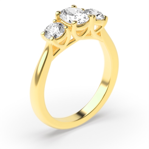 4 Prong Oval/Round Yellow Gold Crossover claw Engagement Rings
