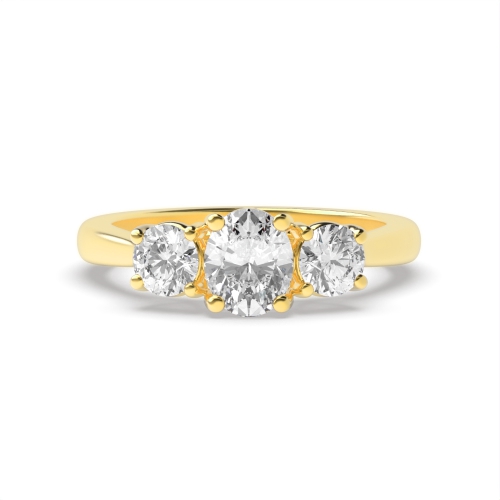 4 Prong Oval/Round Yellow Gold Crossover claw Engagement Rings