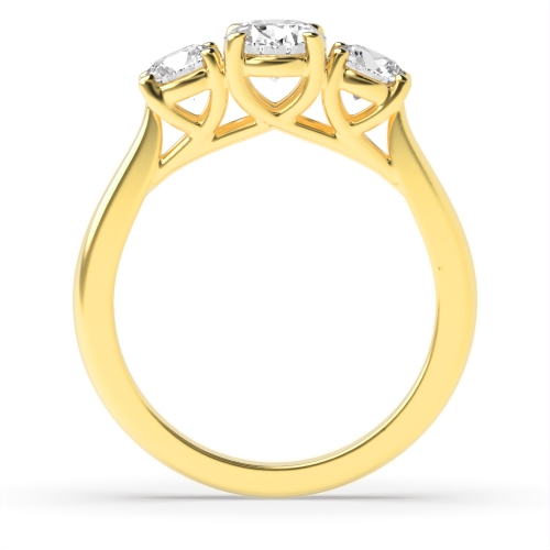 4 Prong Oval/Round Yellow Gold Crossover claw Engagement Rings