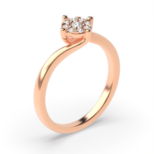 4 Prong Round Rose Gold Cluster Diamond Rings