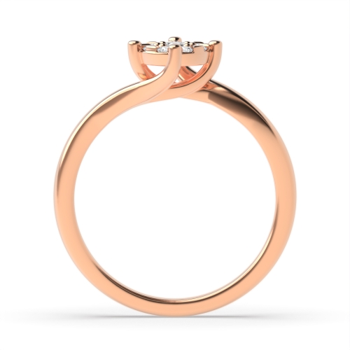 4 Prong Round Rose Gold Cluster Diamond Ring