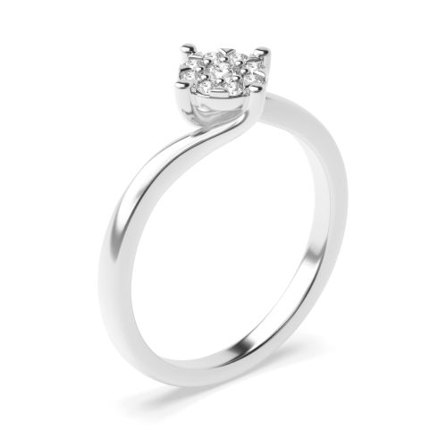 4 Prong Twisted Setting Moissanite Cluster Engagement Rings (4.5mm, 5.0mm, 6.5mm)