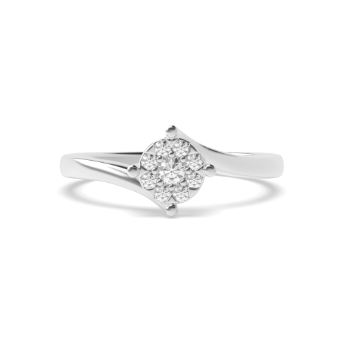 4 Prong Round Lab Grown Cluster Diamond Ring