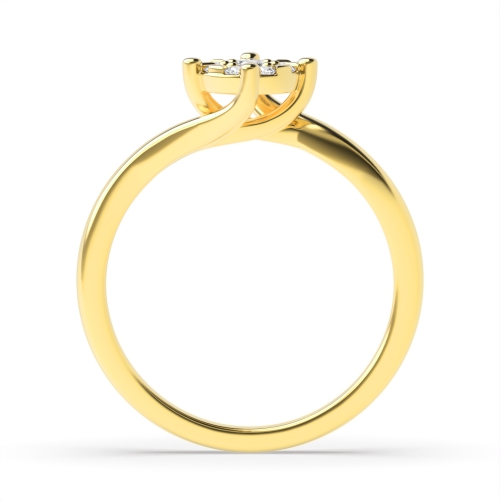 4 Prong Round Yellow Gold Cluster Diamond Ring
