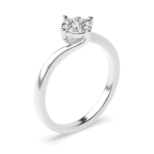 4 Prong Round Platinum Twisted Promise Engagement Rings