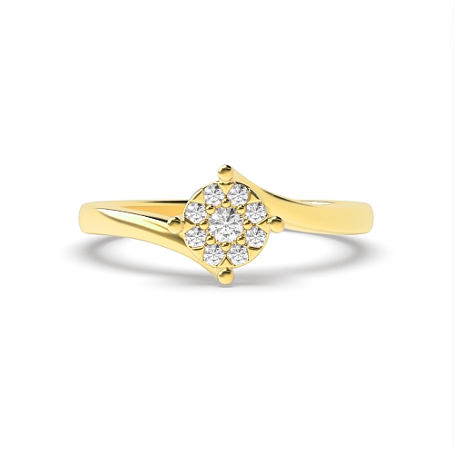 4 Prong Round Yellow Gold Twisted Cluster Engagement Rings