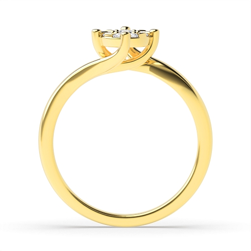 4 Prong Round Yellow Gold Twisted Cluster Engagement Rings