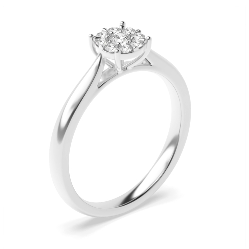 4 Prong Classic Setting Moissanite Cluster Engagement Rings (4.5mm, 5.0mm, 6.5mm)