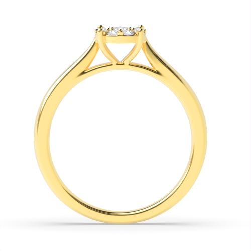 4 Prong Round Yellow Gold Tiger claw Cluster Engagement Rings