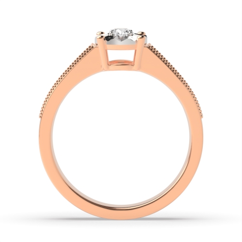 4 Prong Round Rose Gold shoulder Illusion Set Engagement Rings