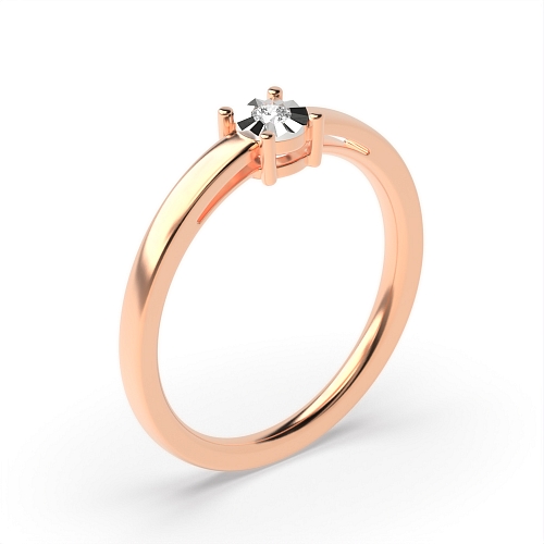 4 Prong Round Rose Gold Lowset Illusion Set Engagement Rings