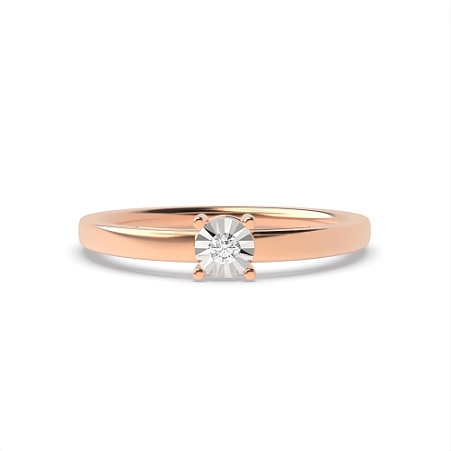 4 Prong Round Rose Gold Lowset Illusion Set Engagement Rings