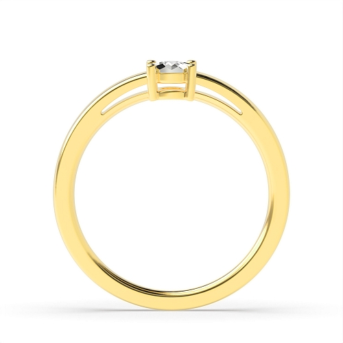 4 Prong Round Yellow Gold Lowset Illusion Set Engagement Rings