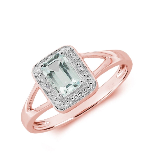 4 Prong Emerald Rose Gold Halo split shoulder diamond and Naturally Mined Diamond Engagement Rings