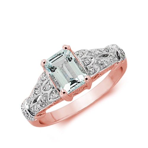 4 Prong Emerald Rose Gold Designer shoulder Naturally Mined Diamond Engagement Rings