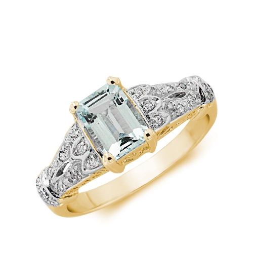 4 Prong Emerald Yellow Gold Designer shoulder Naturally Mined Diamond Engagement Rings
