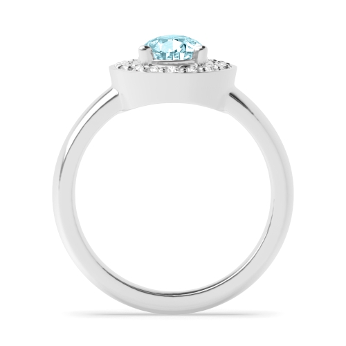 Prong Pear Aquatic Radiantique Aquamarine Gemstone Engagement Ring