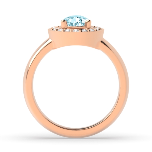 Prong Pear Rose Gold Halo diamond and Lab Grown Diamond Gemstone Engagement Rings