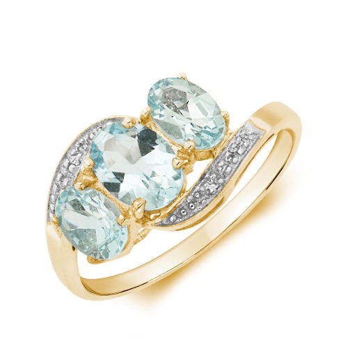 4 Prong Oval Yellow Gold Twisted three stone Lab Grown Diamond Gemstone Engagement Rings