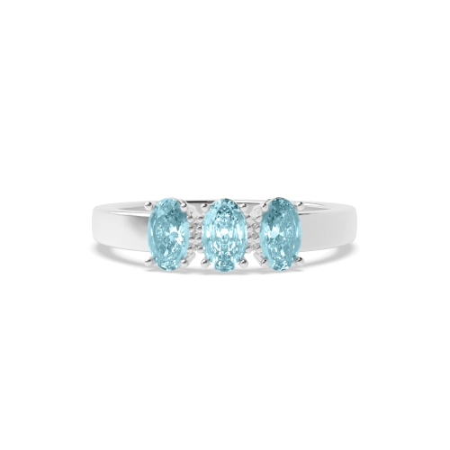 Gemstone Ring With 1.5ct Oval Shape Aquamarine and Diamonds