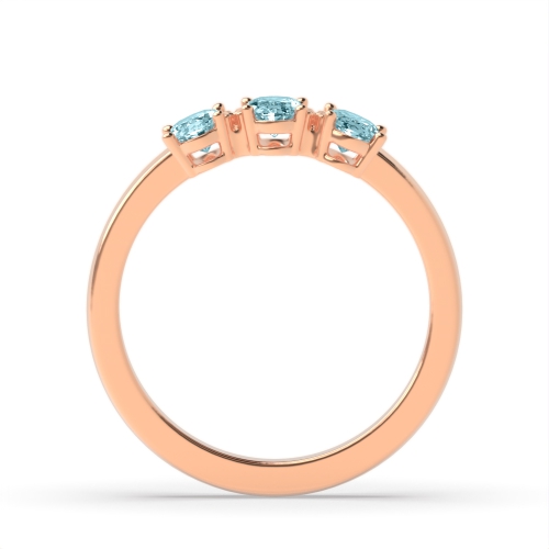 4 Prong Oval Rose Gold 3 stone Lab Grown Diamond Gemstone Engagement Rings