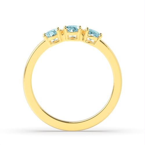 4 Prong Oval Yellow Gold 3 stone Lab Grown Diamond Gemstone Engagement Rings