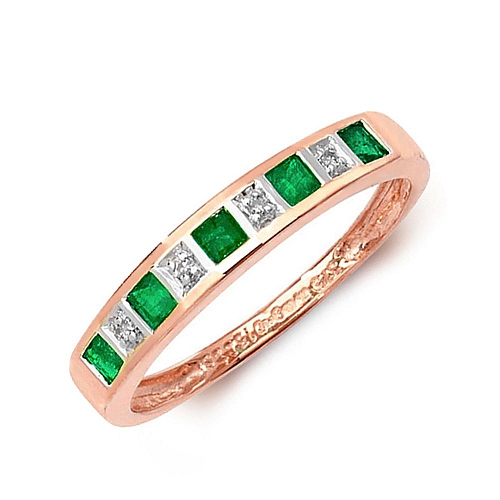 Bezel Setting Princess Rose Gold Squared diamond and Lab Grown Diamond Rings
